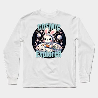 Moon Bunny Telescope: Cosmic Explorer Long Sleeve T-Shirt